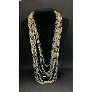 Banana Republic Silver Tone Multi Chain Necklace